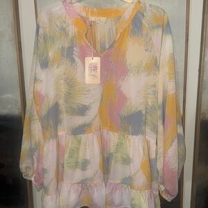 Multicolor Pastel Blouse by Entro Size Large